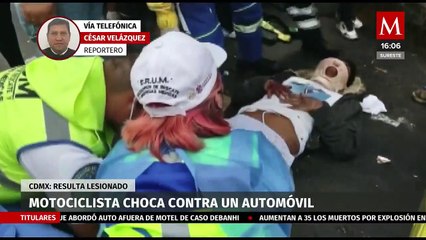 Tải video: En CdMx, motociclista termina herido tras chocar con un automóvil