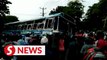 Anti-government protesters damage buses, set fire to homes in Sri Lanka