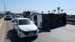 Antalya’da kamyonla çarpışan minibüs yan yattı