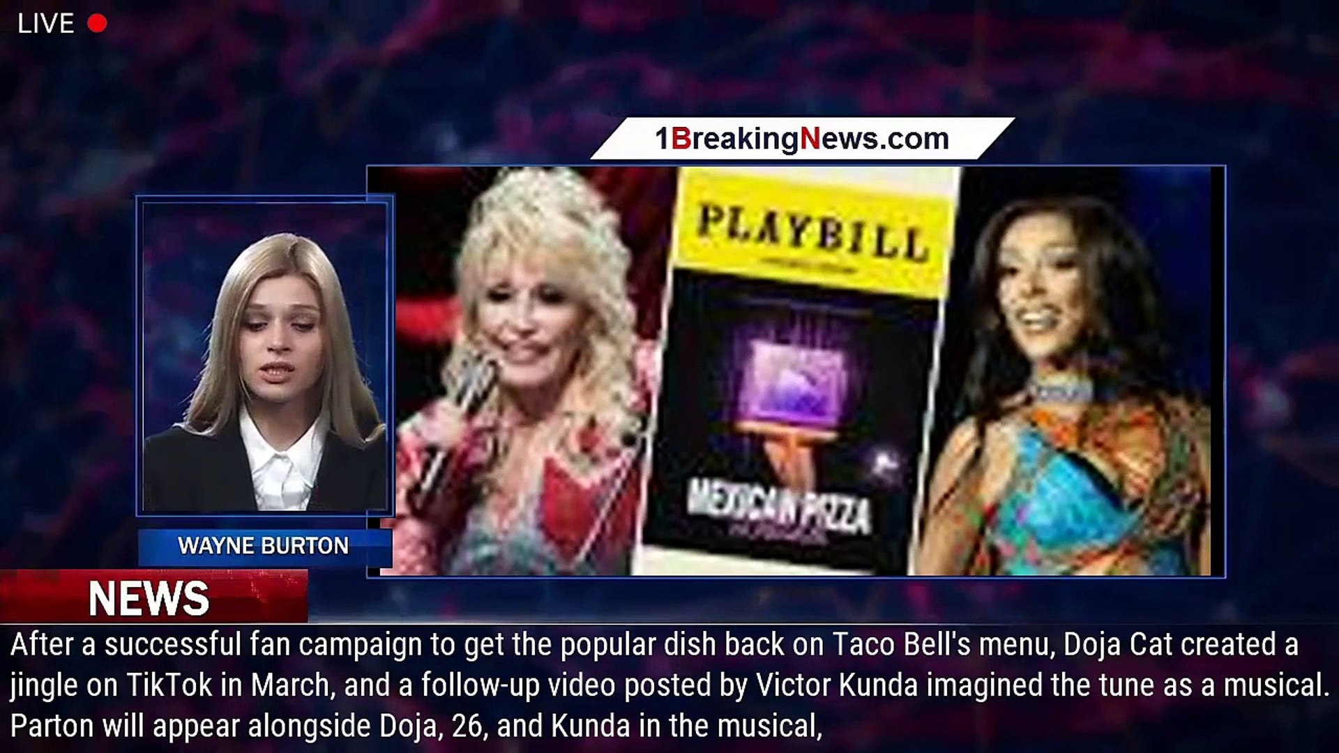 ⁣Dolly Parton and Doja Cat Team Up with Taco Bell for Mexican Pizza: The Musical - 1breakingnews.com