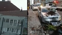İstanbul’da korku dolu anlar kamerada: Çatıya çıkıp ortalığı savaş alanına çevirdi