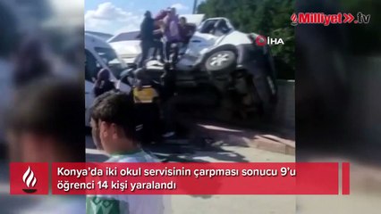 Konya'da okul servisleri çarpıştı: 2'si ağır 14 yaralı
