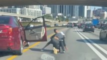 Two men got into a fight on the freeway in Downtown Atlanta