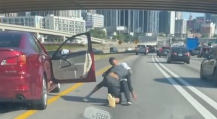 Two men got into a fight on the freeway in Downtown Atlanta