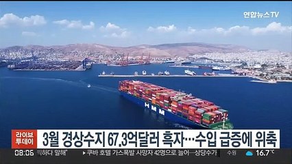 3월 경상수지 67.3억달러 흑자…수입 급증에 위축