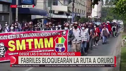 Mineros y fabriles anuncian bloqueo indefinido desde este miércoles en la ruta Cochabamba-Oruro