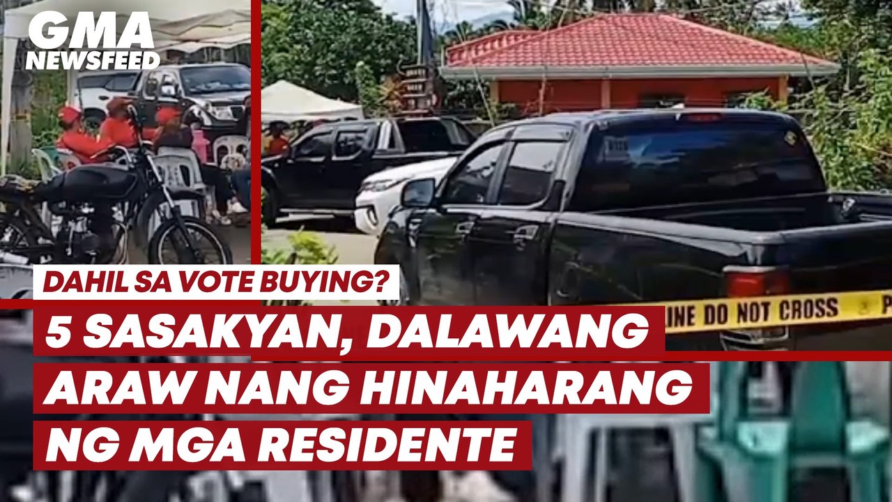 5 sasakyan, hinaharang ng mga residente dahil umano sa vote buying |  GMA News Feed