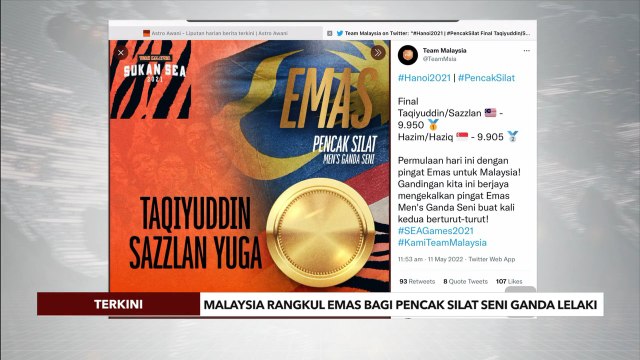 [TERKINI] Malaysia rangkul emas bagi pencak silat seni ganda lelaki