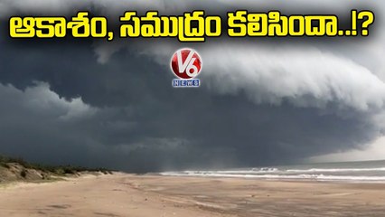 Beautiful Scenery Of Ocean And Sky Merge _ Asani Cyclone Effect _ V6 News
