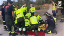 Complicado rescate de un ciclista accidentado en el monte en Madrid