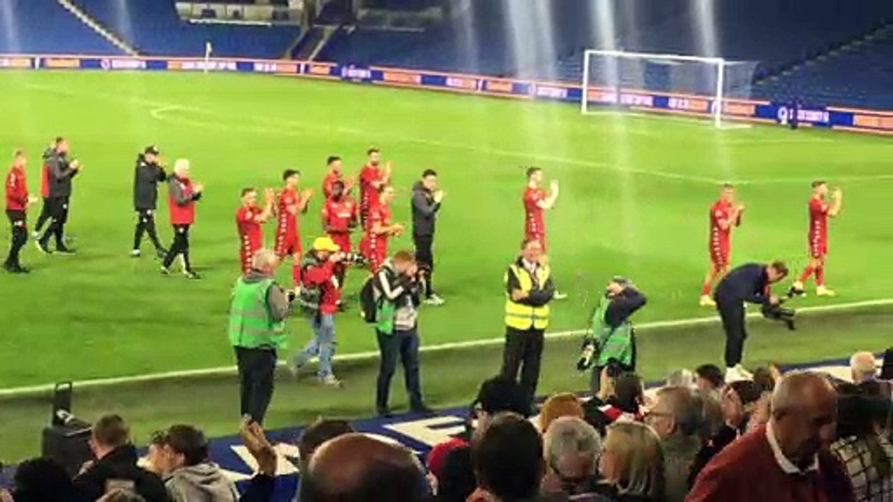 Worthing fans and players at the end of the Sussex Cup final