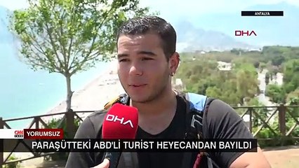 Paraşütte heyecandan bayıldı