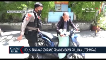 Polisi Tangkap Seorang Pria Membawa Puluhan Liter Miras