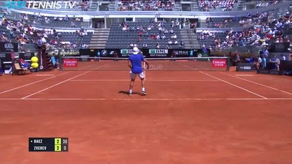 Zverev fights off Baez to advance in Rome