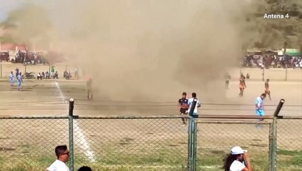 Whirlwind spins right through ongoing soccer match in Peru