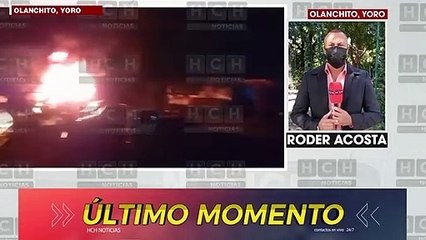 Varios vehículos agarran fuego en la posta de tránsito de Olanchito, Yoro