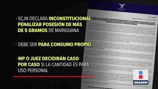 Declaran inconstitucional penalizar posesión de 5 gramos de mariguana