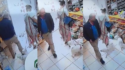 Marketteki köpeğe sebepsiz yere tekme attı