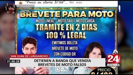 SJL: capturan a banda dedicada a la venta de brevetes de moto falsos