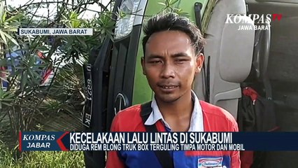 Truk Terguling Timpa Sebuah Mobil Dan Motor