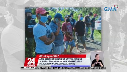 4 na sangkot umano sa vote buying sa Aurora, sinampahan ng kaso matapos mahulihan ng mga bala at baril | 24 Oras