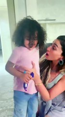 ظهور دينا الشربيني وابنة محمد رمضان في مقطع عفوي