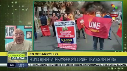 En Ecuador continúa huelga de hambre de docentes por aumento salarial