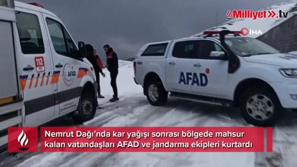 Nemrut Dağı’nda mahsur kalanların yardımına AFAD koştu