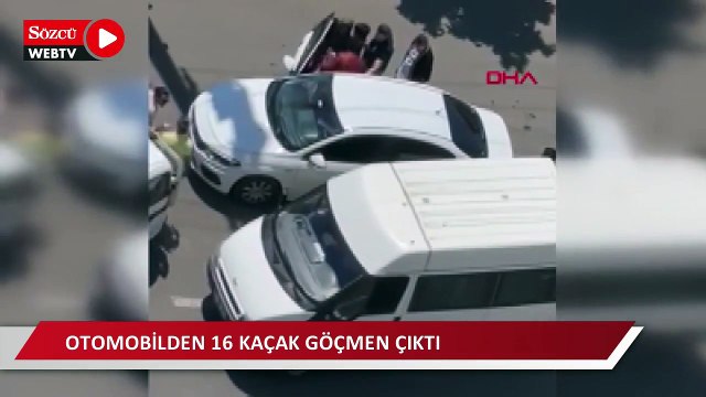 Polisin takibe alıp durdurduğu otomobilden 16 kaçak göçmen çıktı