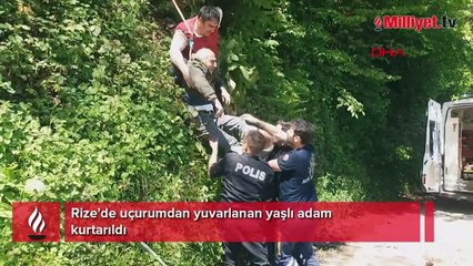 Uçurumdan yuvarlanan yaşlı adam kurtarıldı