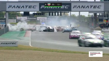 Porsche Carrera Cup France Race 1 Magny-Cours Start Huge Crash Pile Up