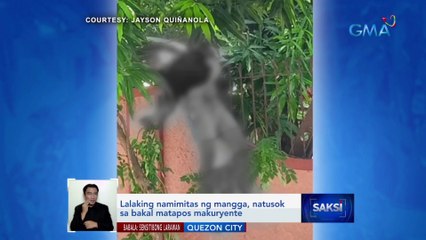 Lalaking namimitas ng mangga, natusok sa bakal matapos makuryente | Saksi