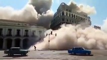 Momento exacto de la explosión en el Hotel Saratoga, en La Habana
