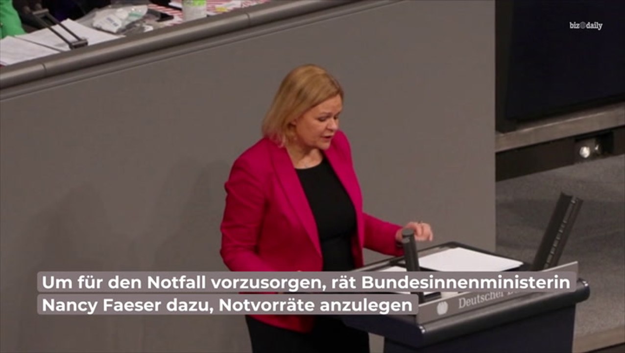 Innenministerin Faeser rät zu Notvorräten: Das sollte man im Haus haben