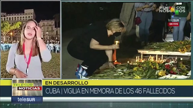 Cubanos rinden homenaje en vigilia a víctimas de accidente en Hotel Saratoga