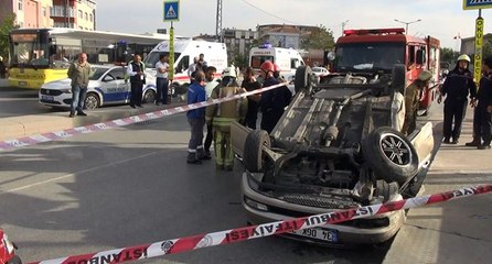 Otomobil takla atarak karşı yöne geçti