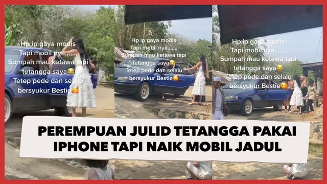 Perempuan Julid Tetangga Pakai Iphone dan Modis Tapi Naik Mobil Jadul, Berujung Digeprek Warganet