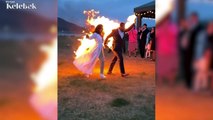 Gelin ve damat kendilerini ateşe verdi