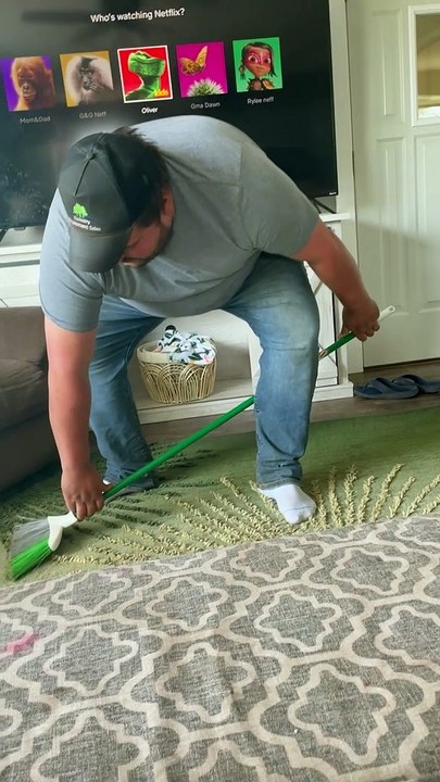 Husband Hilariously Attempts the Broom Challenge