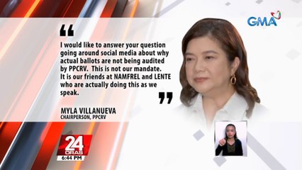 Giit ng PPCRV, hindi nila mandato na suriin ang mga aktwal na mga balota sa eleksyon | 24 Oras