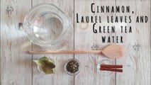 Tea of cinnamon, bay leaves and green tea