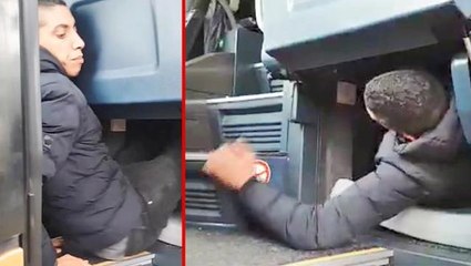 Otobüsün 1 metrekarelik dolabından 3 kaçak göçmen çıktı