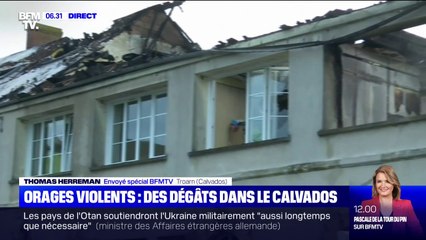 Orages dans le Calvados: les dégâts du bâtiment incendié