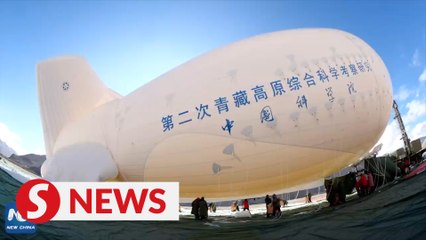China's self-developed floating airship breaks record
