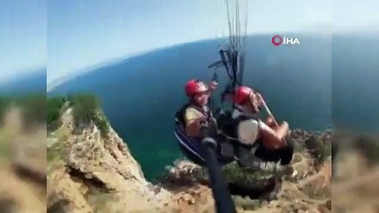 Uçuşa yasak bölgede yamaç paraşütçülerinin bağlama keyfi