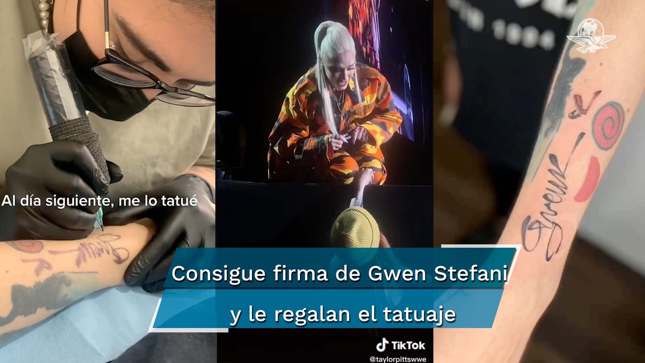 Gwen Stefani firma el brazo de una joven para que se lo tatúe como regalo de cumpleaños