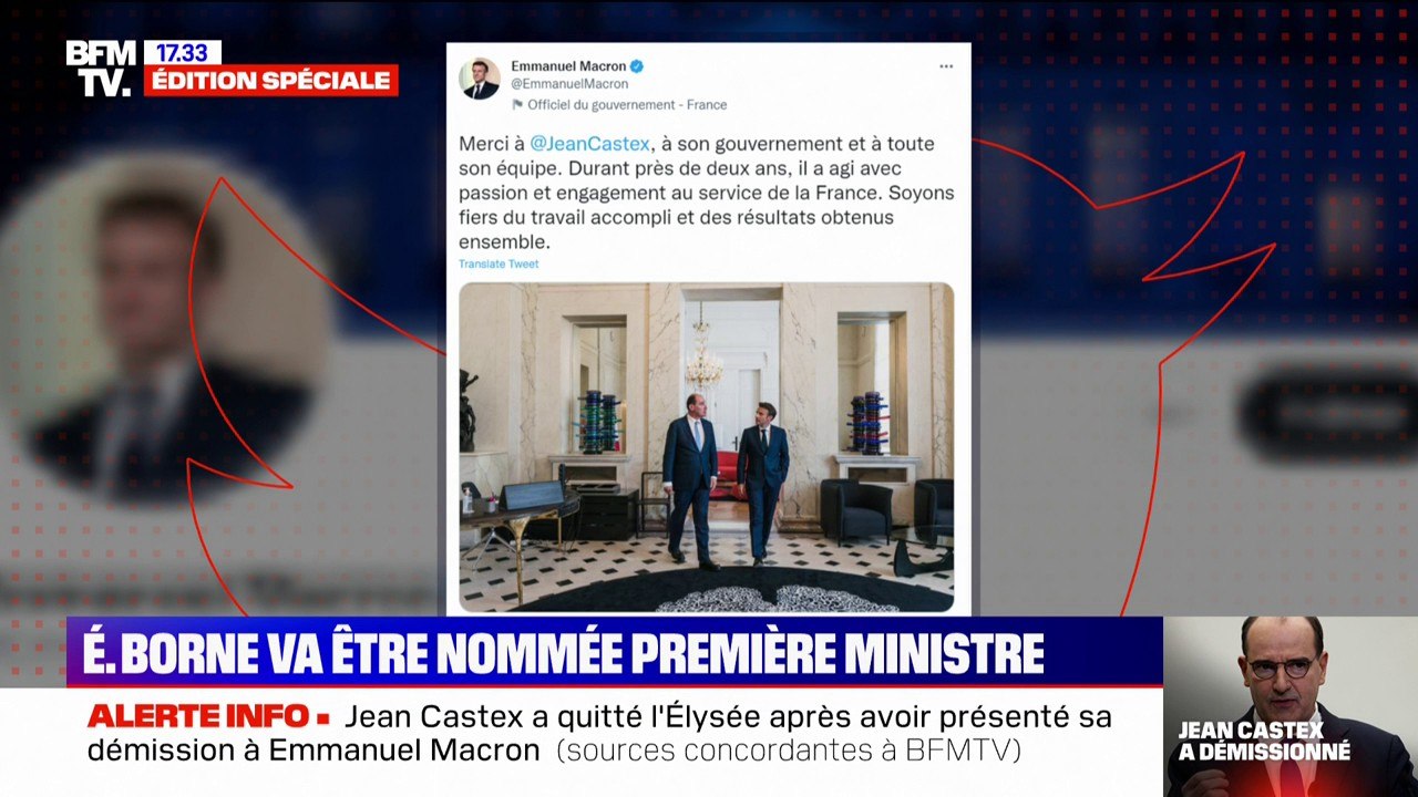 "Soyons fiers du travail accompli": dans un tweet, Emmanuel Macron salue l'action de Jean Castex et de son gouvernement