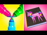 FUN AND COOL SCHOOL HACKS Easy And Cool Art Hacks by 123 GO GOLD