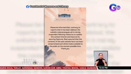Malacañang website na may historical records ng panahon ng batas militar ng rehimeng Marcos, hindi raw ma-access | SONA