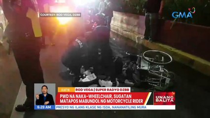PWD na naka-wheelchair, sugatan matapos mabundol ng motorcycle rider | UB